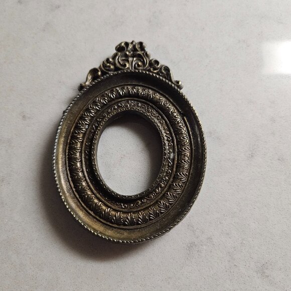 PAIR OF VINTAGE SMR ITALY ORNATE SILVER & BRONZE FRAMES 1.25" W x 1.5" H OPENING - Picture 11 of 14